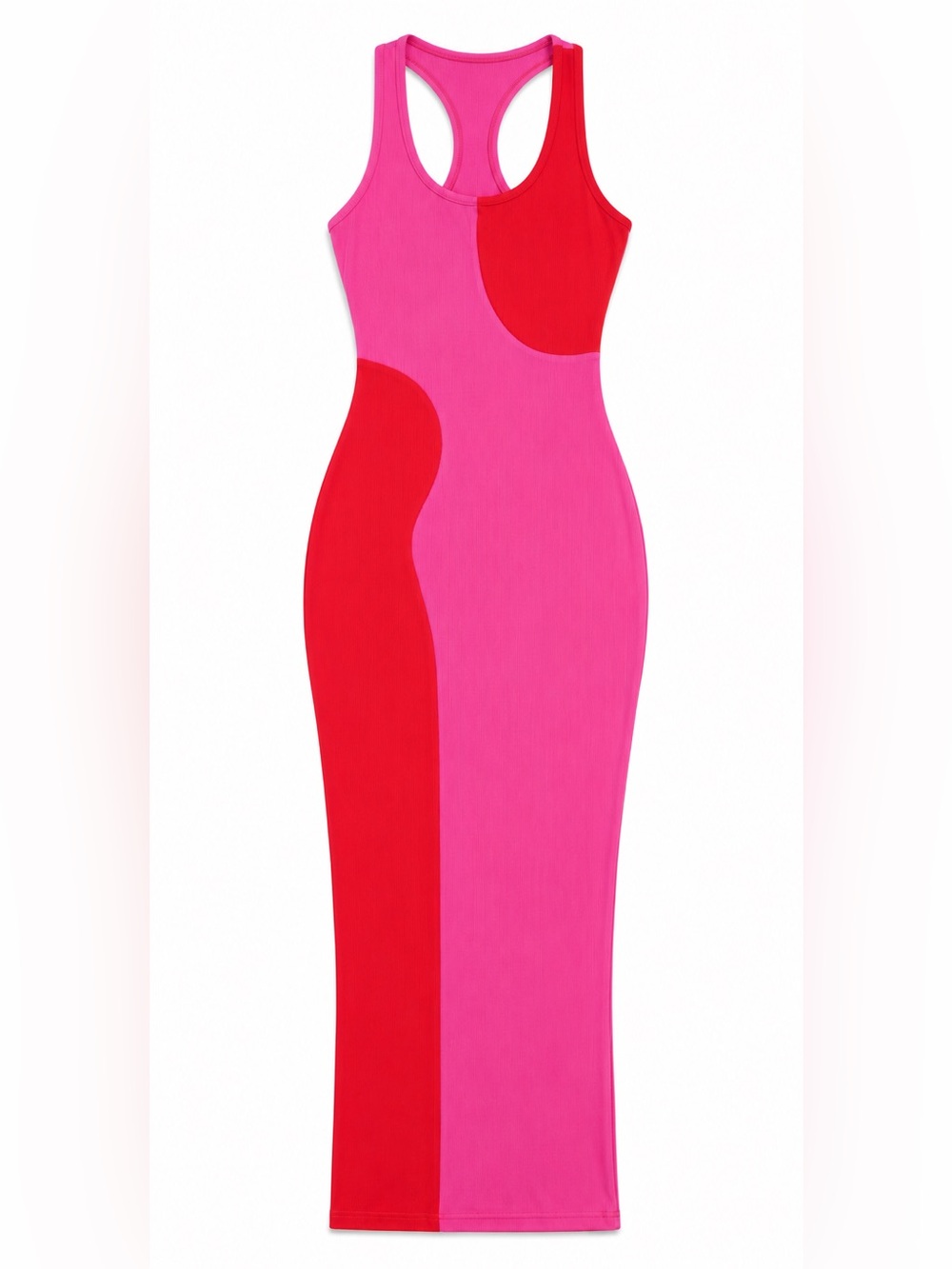 Naked wardrobe Colorblock Pink and Red Bodycon Midi Dress NWOT - Picture 4 of 7